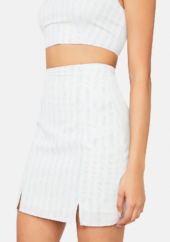 Women's Luxury Apparel Can't You See Striped Denim Mini Skirt