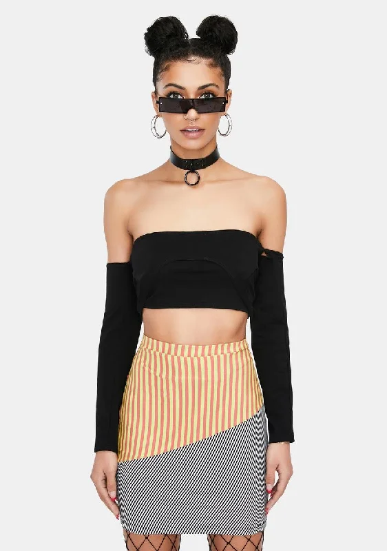 Vintage-Inspired Women's Apparel Beetlejuice Babe Striped Mini Skirt