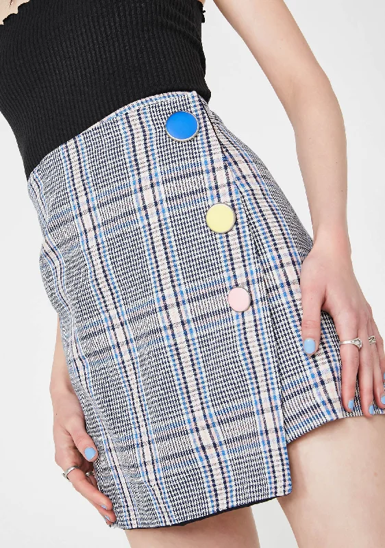 Women's Activewear Attire Plaid Mini Skirt With Side Buttons