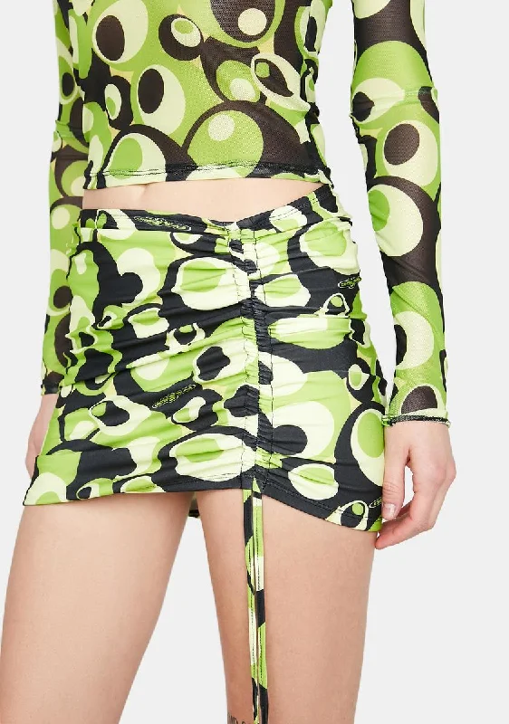 Women's Casual Wear Clothing Green Bobble Mini Skirt