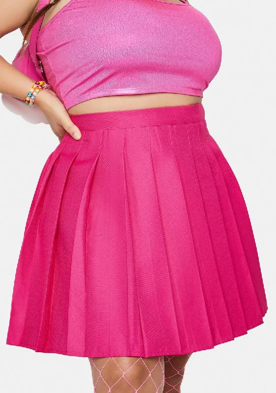 Women's Travel Apparel Plus Magenta Just Like Candy Pleated Skirt