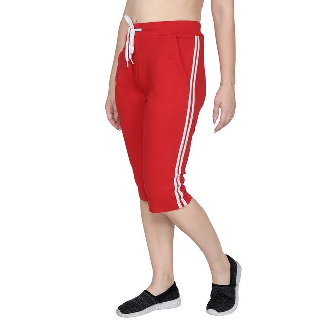 Classic Clothes For Women T.T. Women Solid Cotton Capri Red