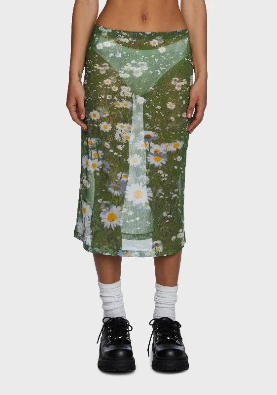 Modern Women's Attire Meadow Mesh Midi Skirt