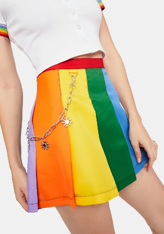 Modern Women's Outfit All Is Bright Rainbow Pleated Mini Skirt