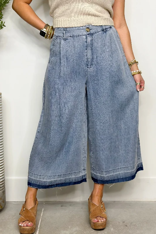 Women's Professional Clothes Denim Mineral Wash Wide Leg Pant *Final Sale*