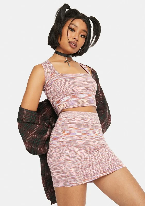 Fashion-Forward Women's Clothing Lavender Multi Mini Skirt
