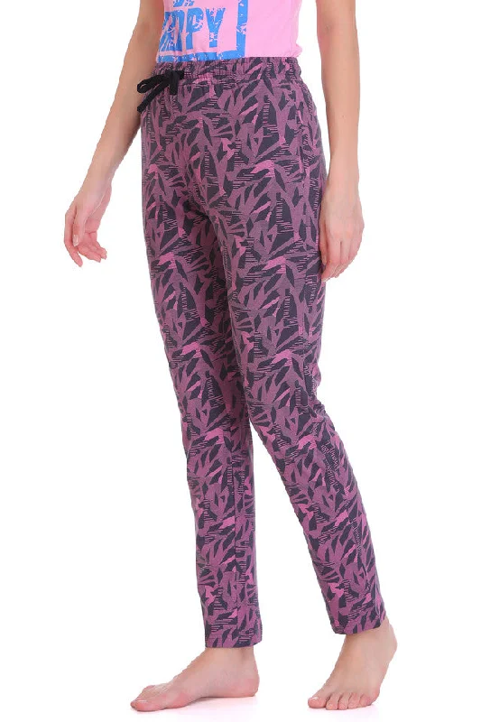 Women's Casual Wear Clothing HiFlyers Women Comfort Fit  Printed Cotton Pyjama PURPLE