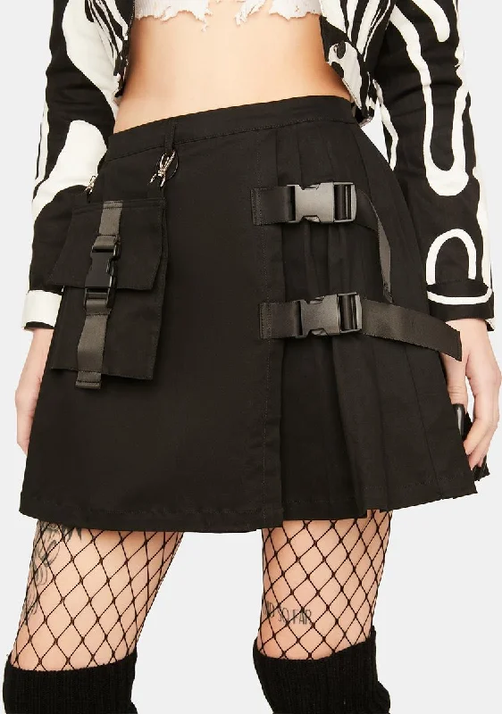 Chic Women's Garments Goth Buckle Mini Skirt