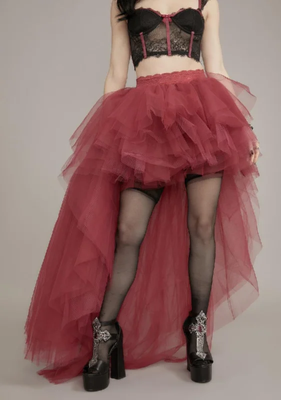 Women's Athleisure Apparel Wine Nymph Princess Tulle Skirt