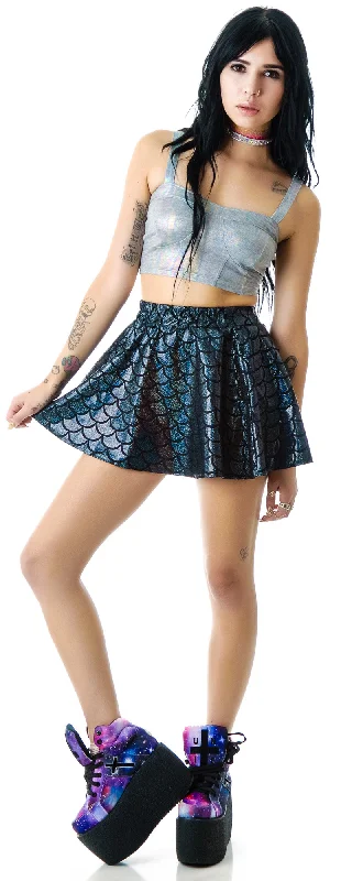 Women's Effortless Casual Outfit Black Mermaid Skater Skirt