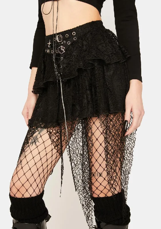 Women's Relaxed Outfit Irregular Lace Mini Skirt