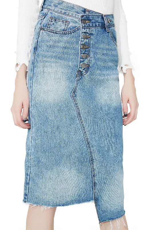 Luxury Women's Clothing Denim Midi Skirt