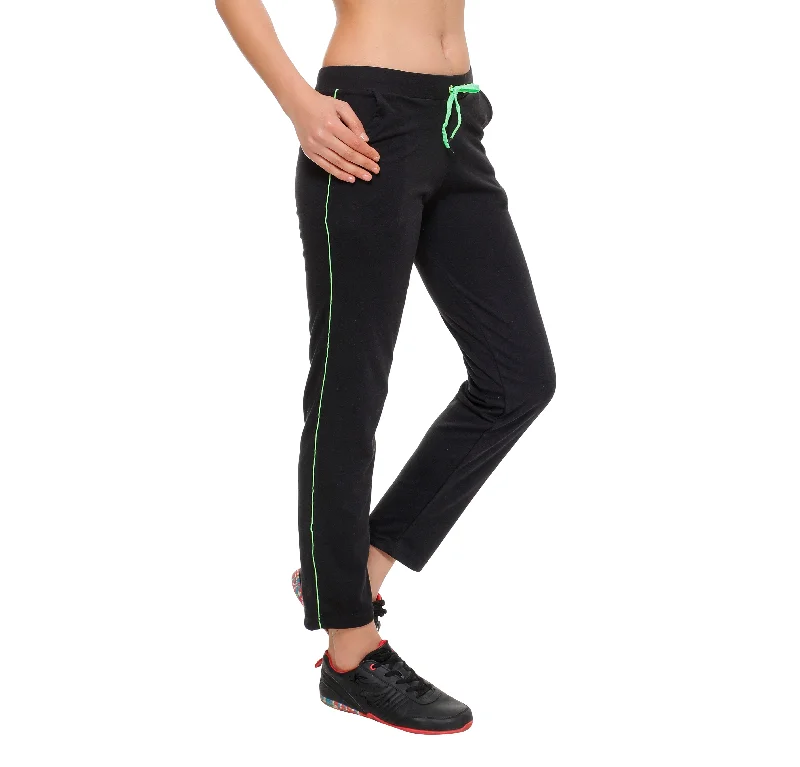 Luxury Women's Clothes T.T. Women 100% Cotton Interlock Fabric Black Track Pant