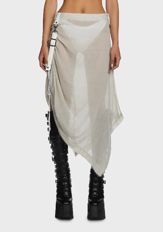 Women's Transitional Apparel Replay Sheer Midi Skirt - Ecru
