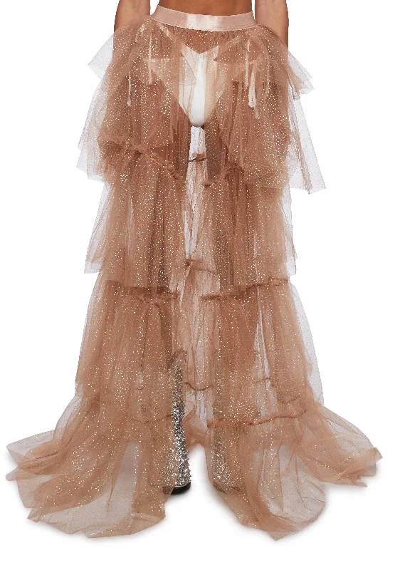 Women's High-Fashion Garments Sparkle Trek Tulle Maxi Skirt