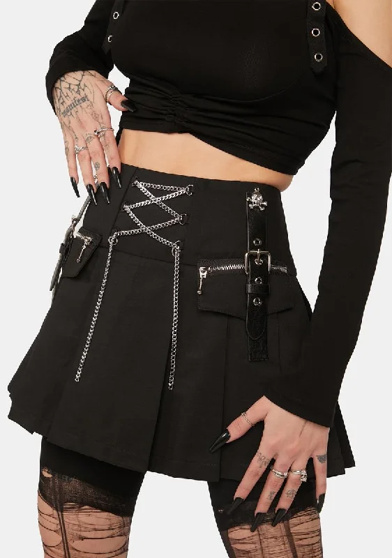 Women's Functional Outdoor Garments Punk Rock Pleated Mini Skirt