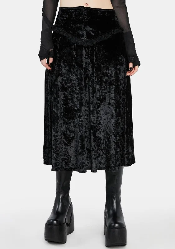 Women's Attire Darkest Romance Velvet Midi Skirt