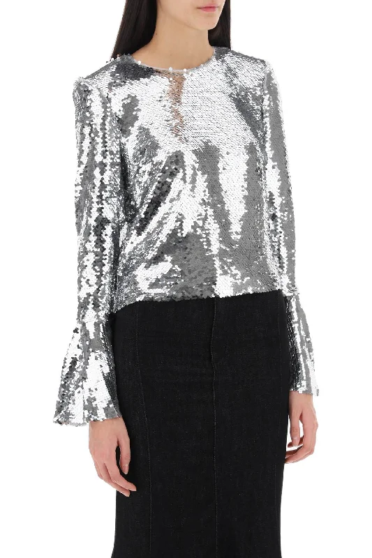 Stylish Women's Outerwear Apparel Self Portrait Sequined Cropped Top