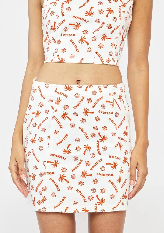 Women's Resort Attire Holiday Print Mini Skirt