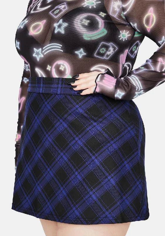 Women's Functional Apparel For Outdoor Activities It's A Blue World Plaid Mini Skirt