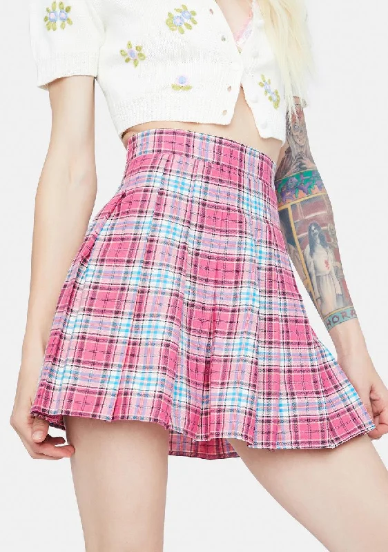 Women's Resort Garments Make The First Move Plaid Pleated Skirt