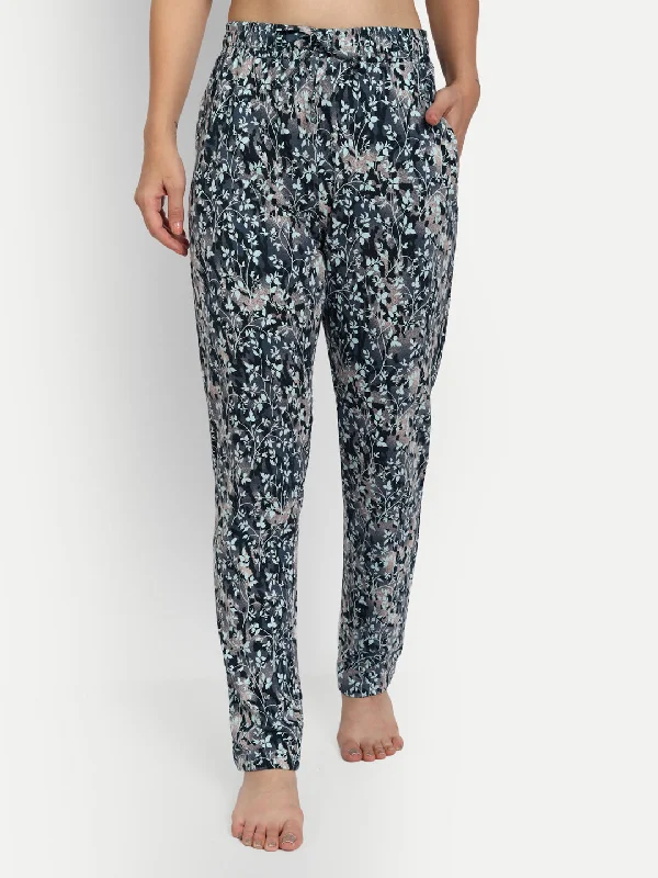Stylish Outerwear Clothing For Women HiFlyers Women Comfort Fit Grey Printed Cotton Pyjama