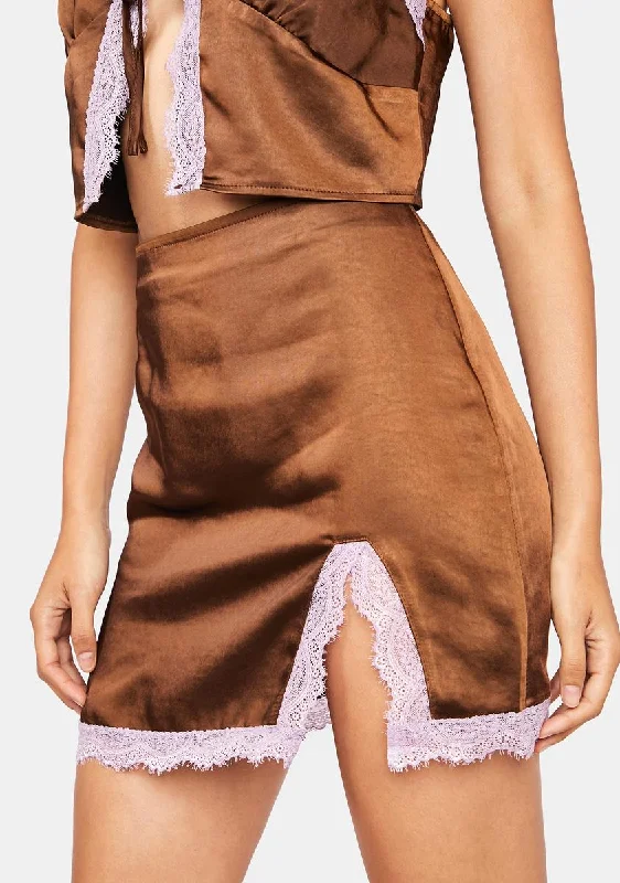 Women's Clothing For Travel Satin Chocolate Shaena Mini Skirt
