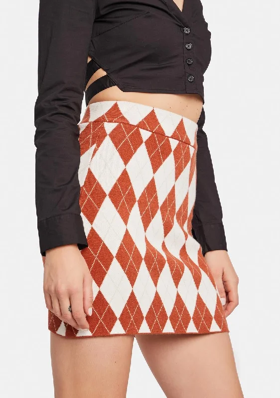 Women's Fashionable Attire For Work Sleek Stunt Argyle Mini Skirt