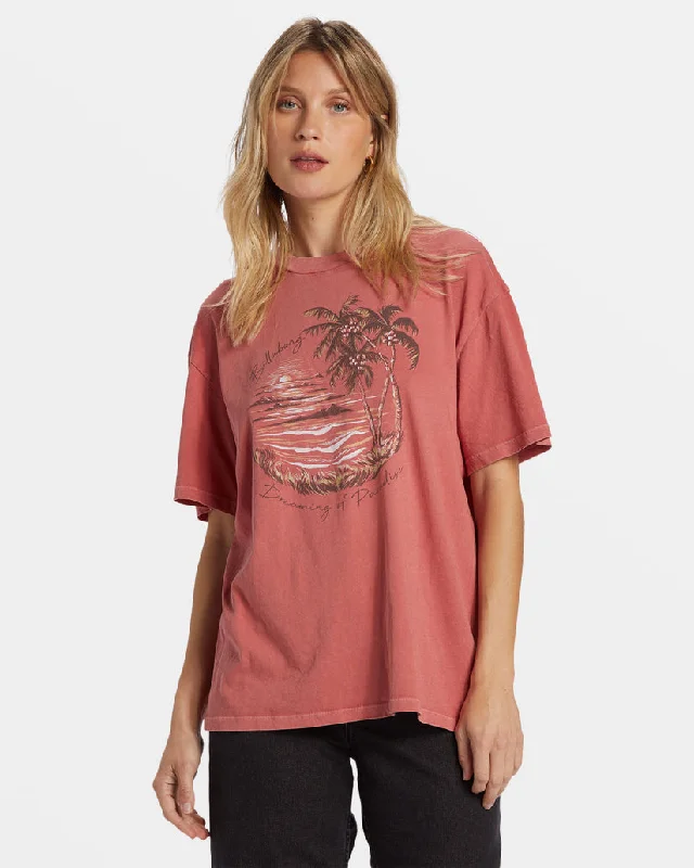 Women's Trendy Apparel Billabong Dreaming Of Paradise T-Shirt - RED CLAY