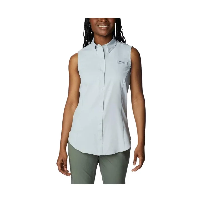 Sustainable Fashion Clothing For Women Columbia Women's PFG Tamiami Sleeveless Shirt - Cool Grey FINAL SALE