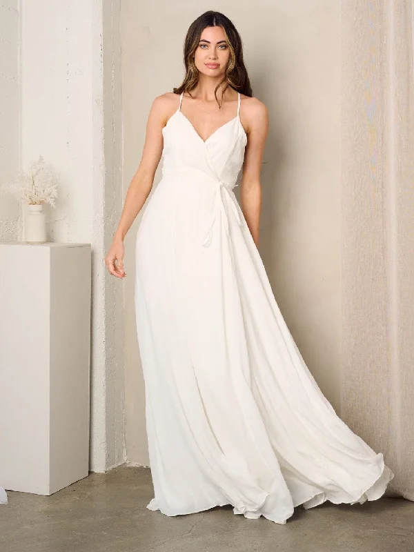 Women's Vintage-Inspired Outfit WOMEN'S SLEEVELESS SURPLICE SELF TIE MAXI DRESS