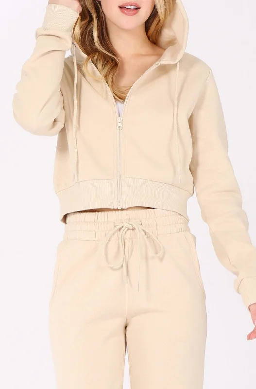 Stylish And Comfortable Clothing For Women Cropped Zip Up Hoodie