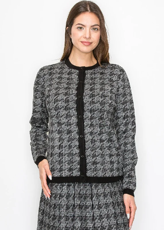 Women's Outdoor Attire Timeless Houndstooth Knit Cardigan