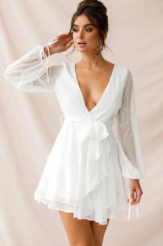 Luxury Women's Clothes Sheri Hail Spot Chiffon Dress White