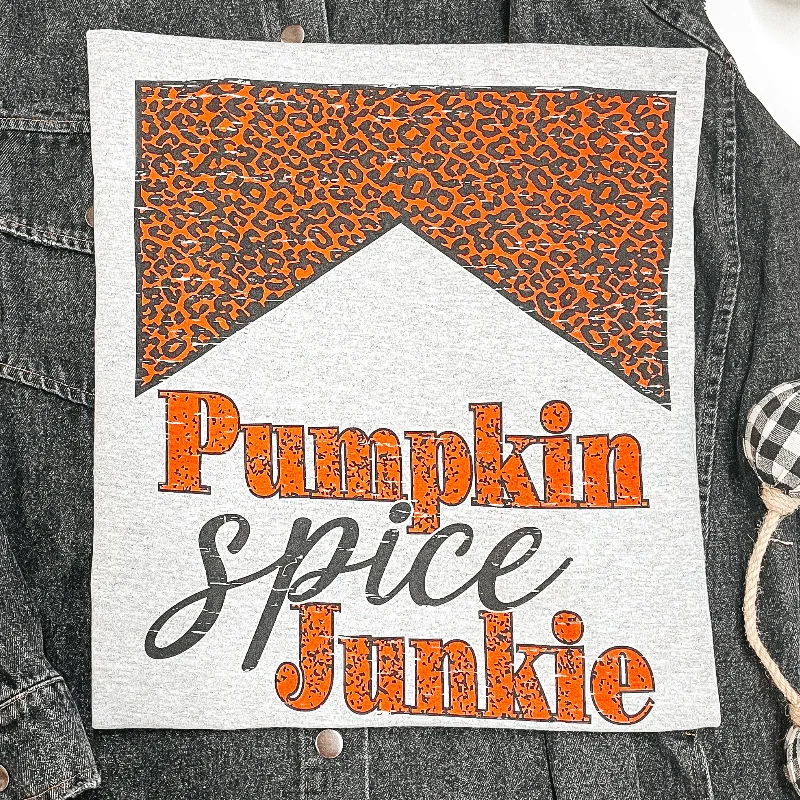 Women's Elegant Garments Pumpkin Spice Junkie Short Sleeve Graphic Tee in Heather Grey