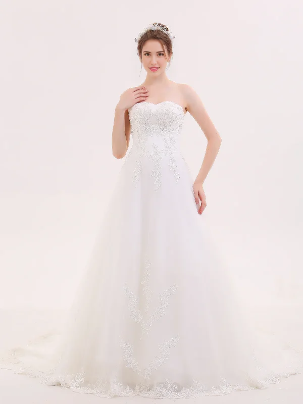 Comfortable Lounge Clothing Wedding Dress Strapless Heart-shaped collar Strapless Backless Sweet Fantastic Dress