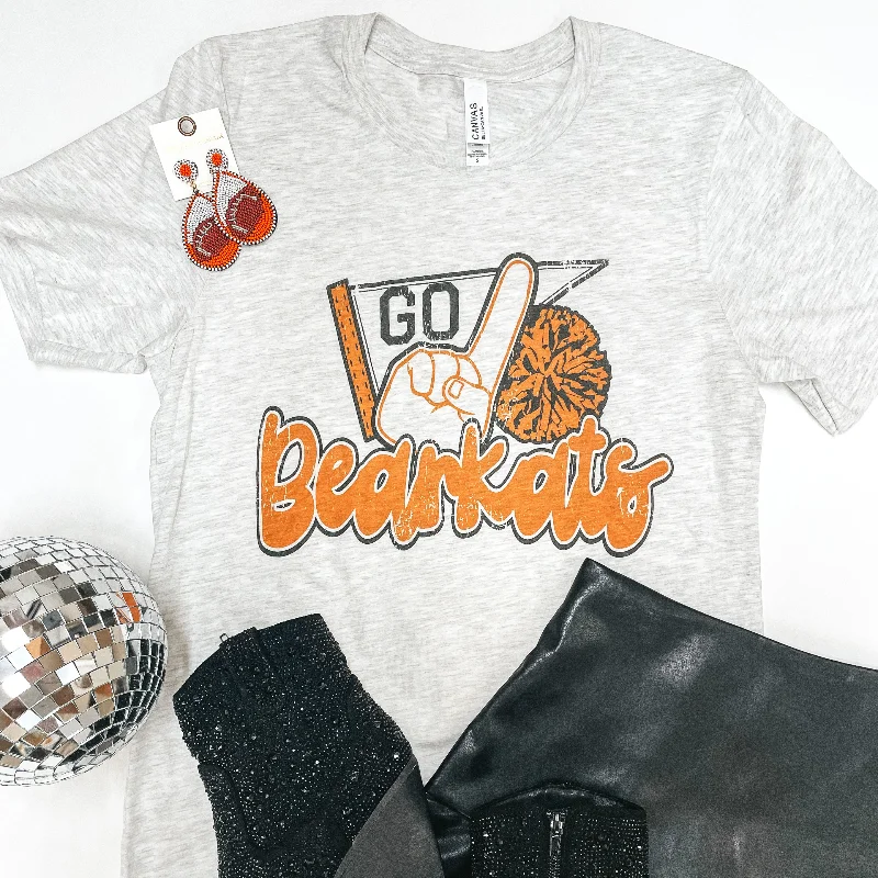 Casual Chic Women's Clothes Bearkat Game Day | Go Bearkats Short Sleeve Tee Shirt in Heather Grey