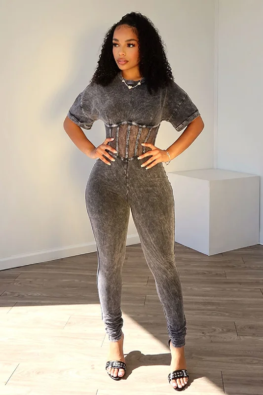 Women's Clothes For Outdoor Events BFFR Mineral Washed Corset Jumpsuit