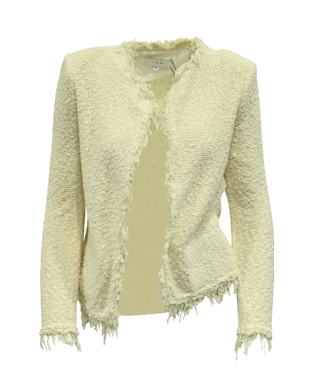 Women's Evening Wear Attire Iro Shavani Open-Front Boucle Jacket in Cream Cotton