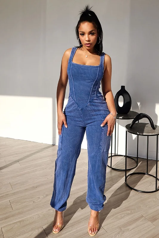 Chic Women's Outfit Kacy Mineral Washed Tank Jumpsuit