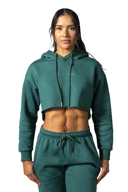 Women's Relaxed Clothes Series 1 Cropped Hoodie - Forest Green
