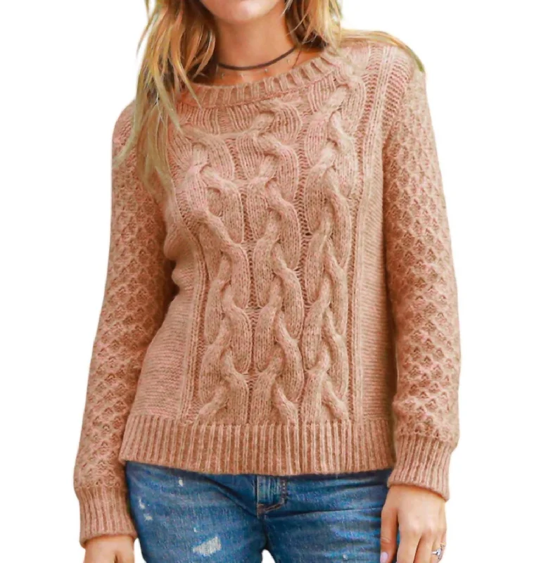 Women's Athletic Clothes Cable Sweater In Carrot