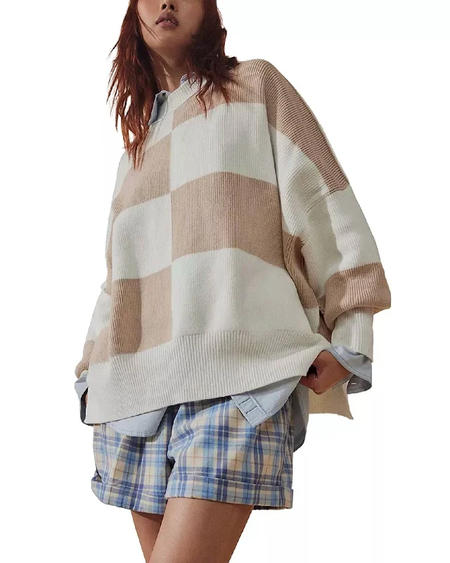 Women's Seasonal Clothes Checker Easy Street Sweater In White Sand