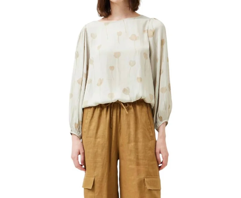 Women's High-Fashion Clothes Petal Floral Blouse In Fog