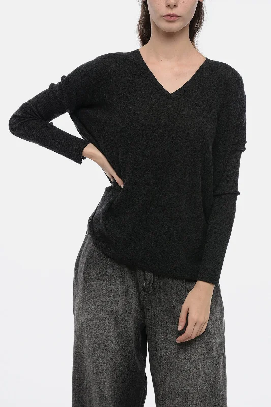 Elegant Women's Evening Garments Gentryportofino Cashmere Oversized Sweater with Ribbed Sleeves