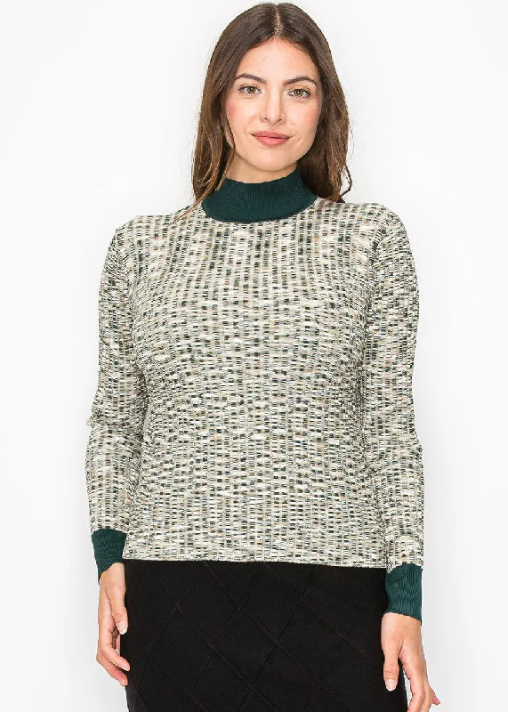 Timeless Women's Apparel Multi-Tone Knit Sweater with High Neck