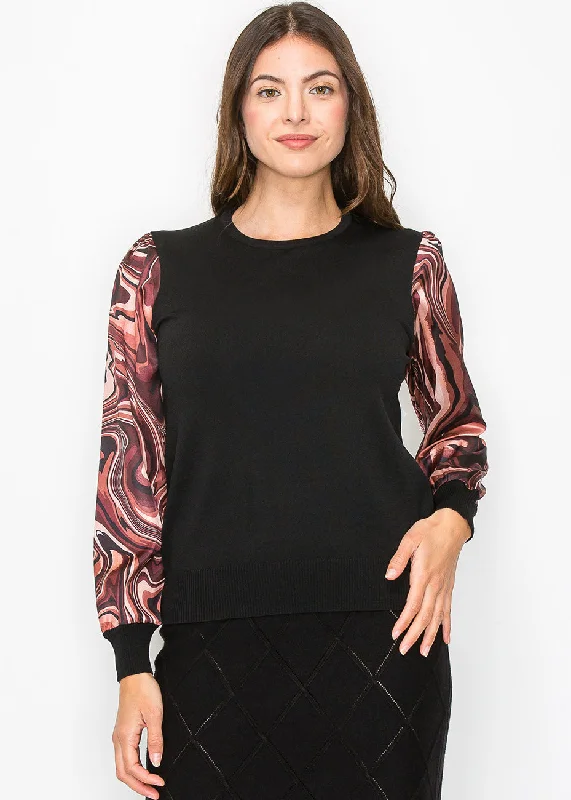 Charming Women's Clothes For Special Events Marble Print Sleeve Top