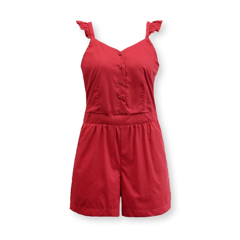 Women's Vintage-Inspired Clothing Organic Flutter Button Front Romper