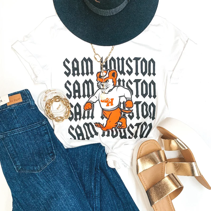 Vintage-Inspired Women's Clothes Bearkat Game Day | Sam Houston Bearkat Logo Short Sleeve Graphic tee in White