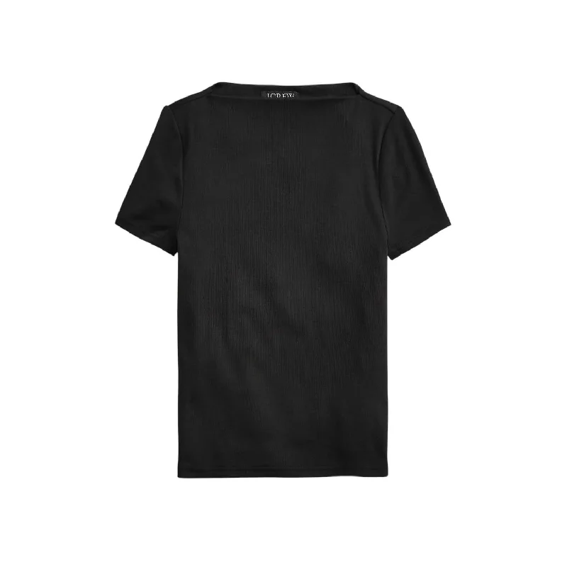 Women's Occasion Wear Clothing Women's Fine-Rib Fitted Boatneck T-Shirt In Black